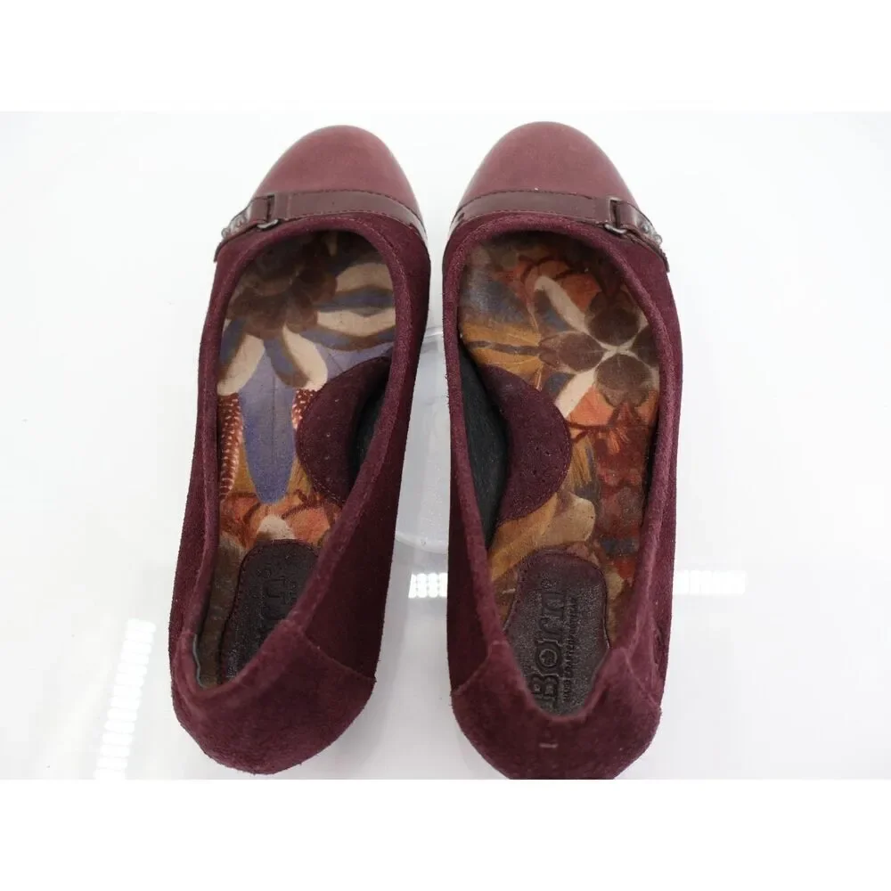 Born Women's Masia Ballet Flat Size 7 Red Burgundy Leather Cap Toe Slip On
